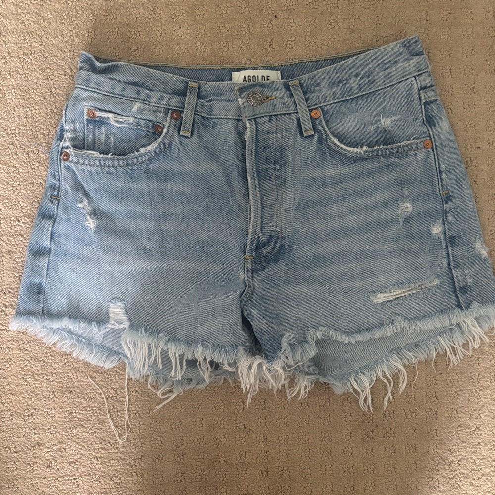 Agolde Light Wash Distressed Denim Cutoff Shorts- READ DESCRIPTION
